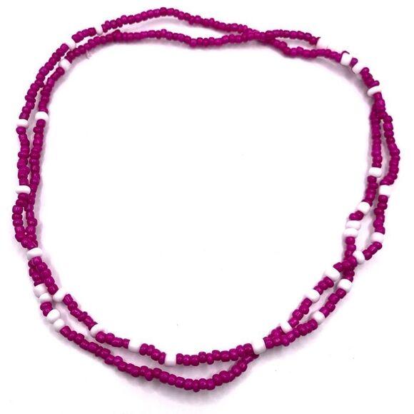 Yellow and pink seed bead necklace waist or bracelet - Picture 6 of 7
